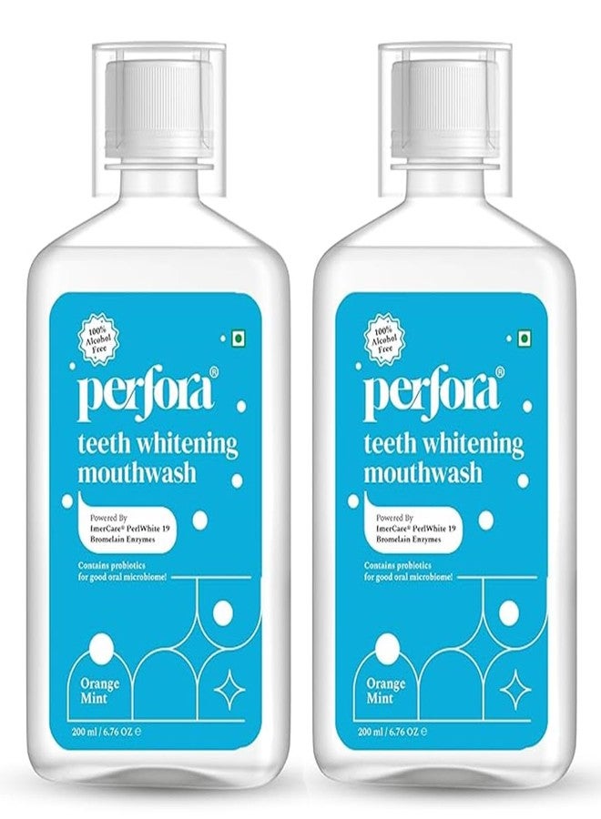 Perfora Teeth Whitening Mouthwash - 200ml X 2 | Alcohol-Free Mouth Wash Liquid With ImerCare® PerlWhite 19 & Hyaluronic Acid | Freshens Breath & Removes Germs | Mouthwash For Oral Care - Pack Of 2 - Image 1